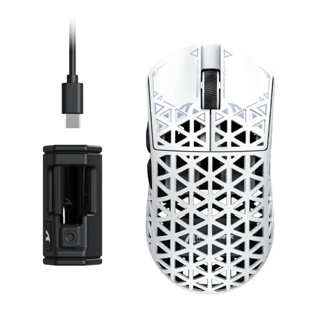 Бездротова ультралегка ігрова мишка ATTACK SHARK R5 Ultra White — PixArt PAW3950MAX, 8000 Гц, 42 000 DPI