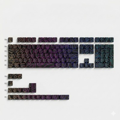 Кейкапи Topographic PBT Cherry Profile Black