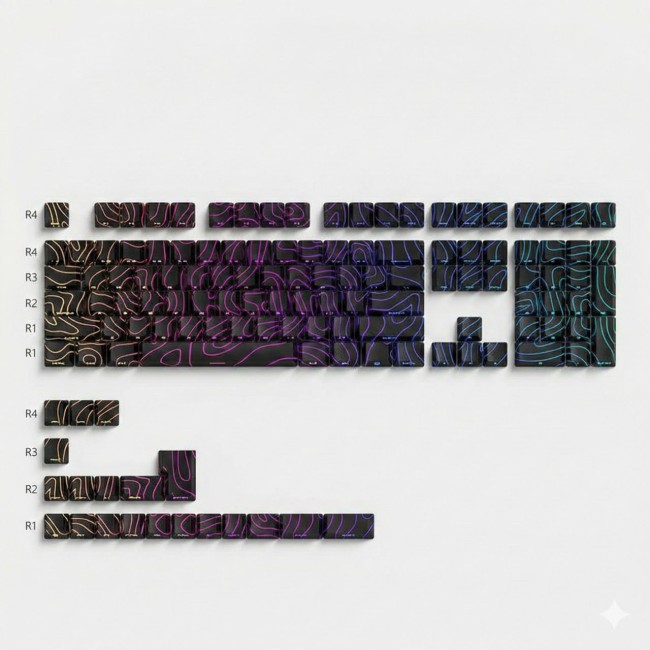 Кейкапи Topographic PBT Cherry Profile Black