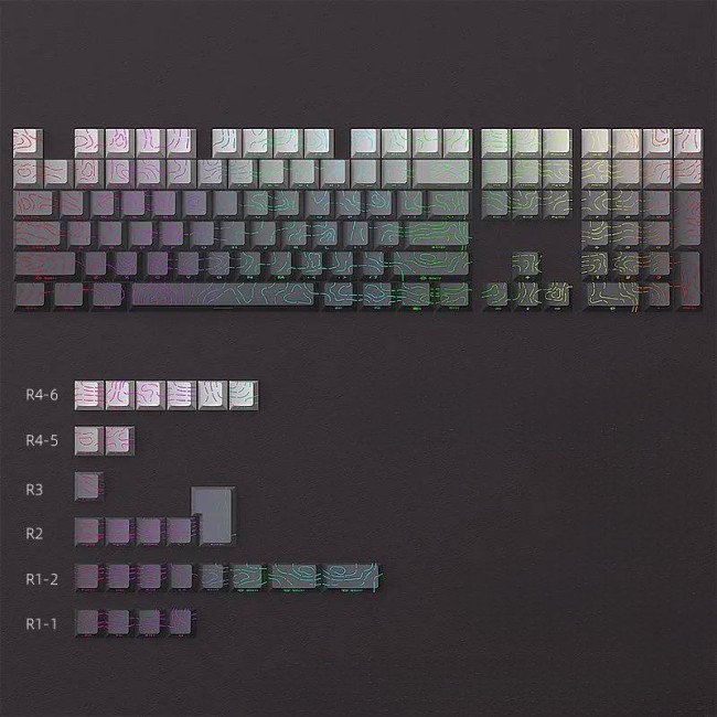 Кейкапи Topographic PBT Side-Print Cherry Profile Silver