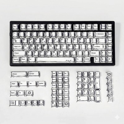 Кейкапи COMICS Sketch PBT Double-Shot Milky White Кейкапи COMICS Sketch PBT Double-Shot Milky White