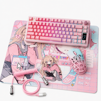 Gaming set Pink Gaming Setup Bundle with WLmouse Beast X Max Blue/Pink, EPOMAKER TH80 V2 PRO Pink