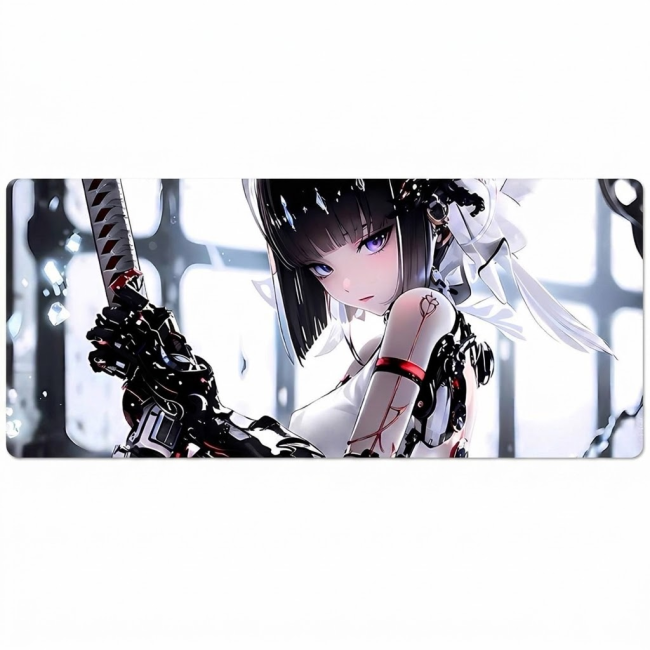 Ігровий килимок для миші Cyber Samurai Anime XL 900×400 мм Silver