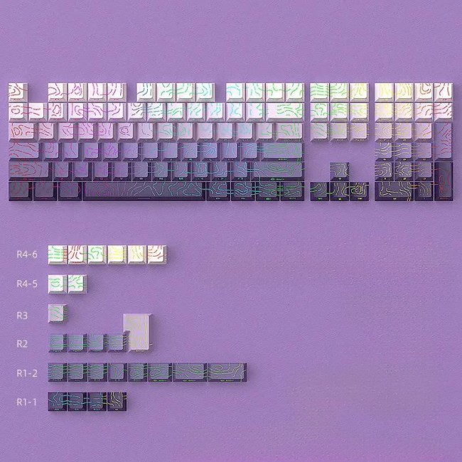 Кейкапи Topographic PBT Side-Print Cherry Profile White/Purple