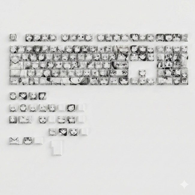 Кейкапи Anime PBT Double-Shot 135 шт White/Black