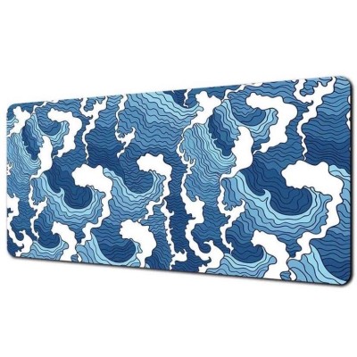 Великий ігровий килимок для миші Blue Ocean Waves з нековзною гумовою основою