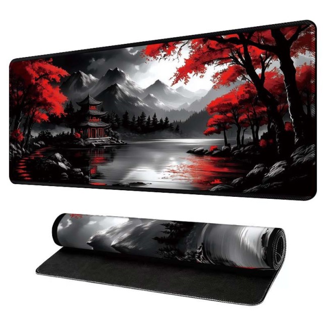 Великий ігровий килимок Japanese Landscape Series — Червоні клени біля гірського храму