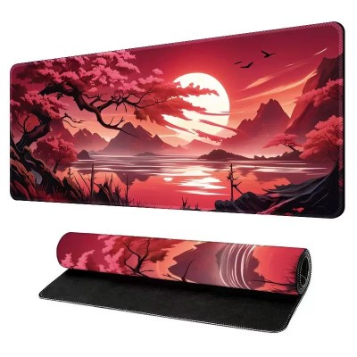 Великий ігровий килимок Japanese Landscape Series — Рожевий захід сонця над тихим озером