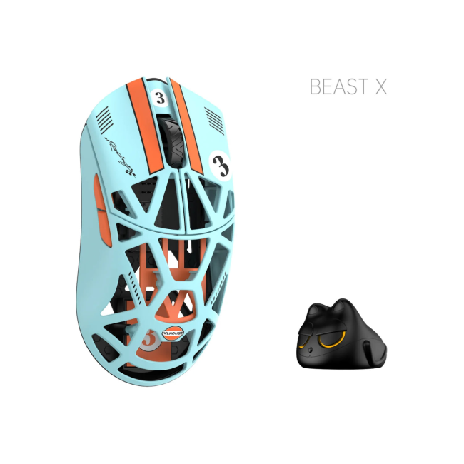 WLmouse Beast X Pro OMRON Opticals Solid Sides Blue Orange