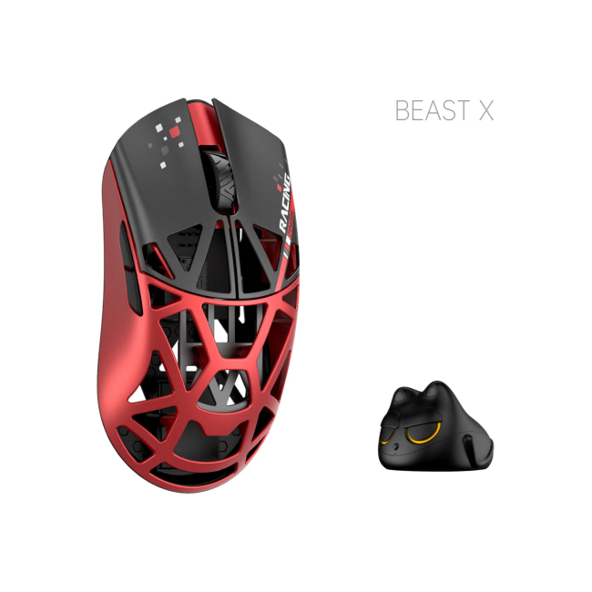 WLmouse Beast X Pro OMRON Opticals Solid Sides Red Black